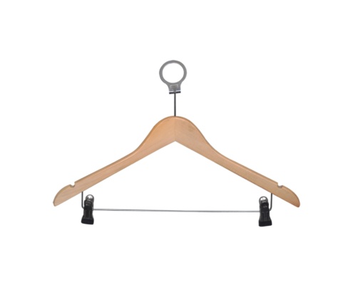 PL Printed Wooden Clothes Hanger with Clips